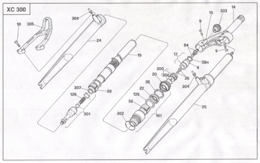 Marzocchi XC300 exploded drawing from 1991