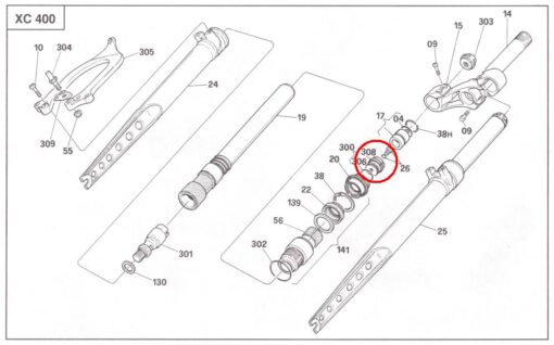 XC400 explode marked Part. no. 300